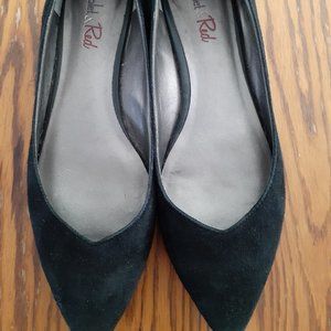 black velvet pointy toe flats